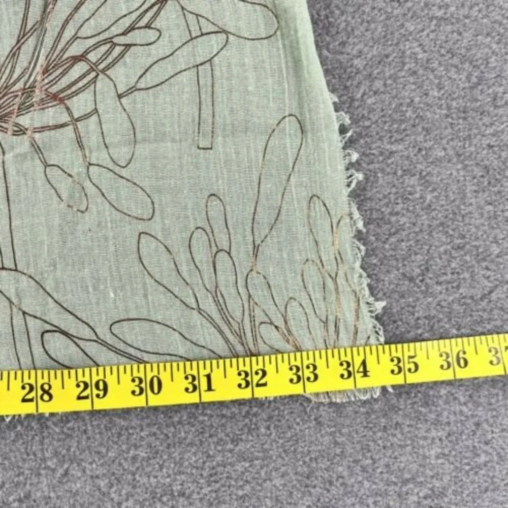 Women Scarf Light weight Green Metallic‎ bronze flower Design Soft 34 x 73